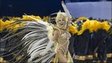 Brazilian comedian Sabrina Sato performs during the parade of the Gavioes da Fiel samba school in Sao Paulo, Brazil, 6 March